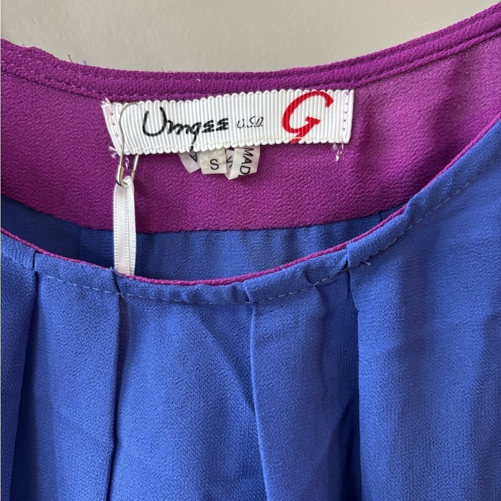 Umgee Royal Blue Blouse with Fuchsia Trim - Picture 2 of 6
